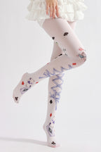 Funky Poker Strap Tights Semi-Sheer with high elasticity and shaping fit, suitable for events, cosplay, street style, and gifting girls at Christmas