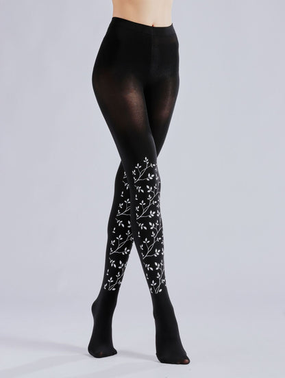 Small Leaf Black Tights-Grainvity