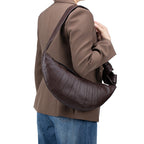 Soft leather croissant shoulder bag