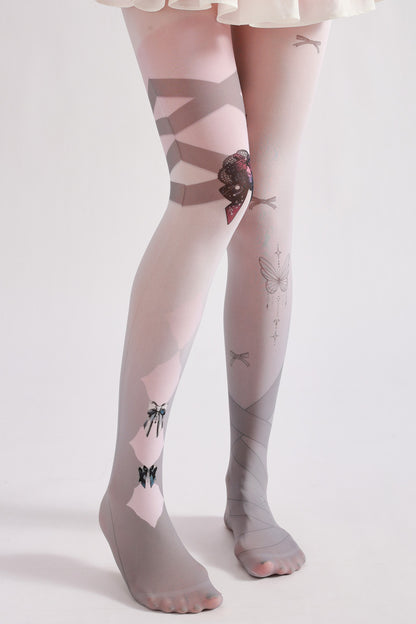 Grey Bow Pantyhose-Grainvity