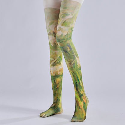 Vintage Oil Painting Patterned Tights-Grainvity