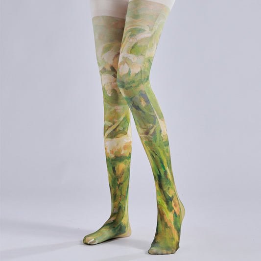 Vintage Oil Painting Patterned Tights-Grainvity