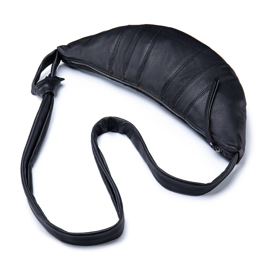 Soft leather croissant shoulder bag