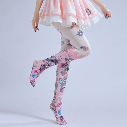 Comic Graffiti Women Tights-Grainvity