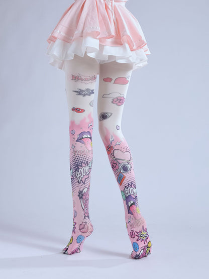 Comic Graffiti Women Tights-Grainvity