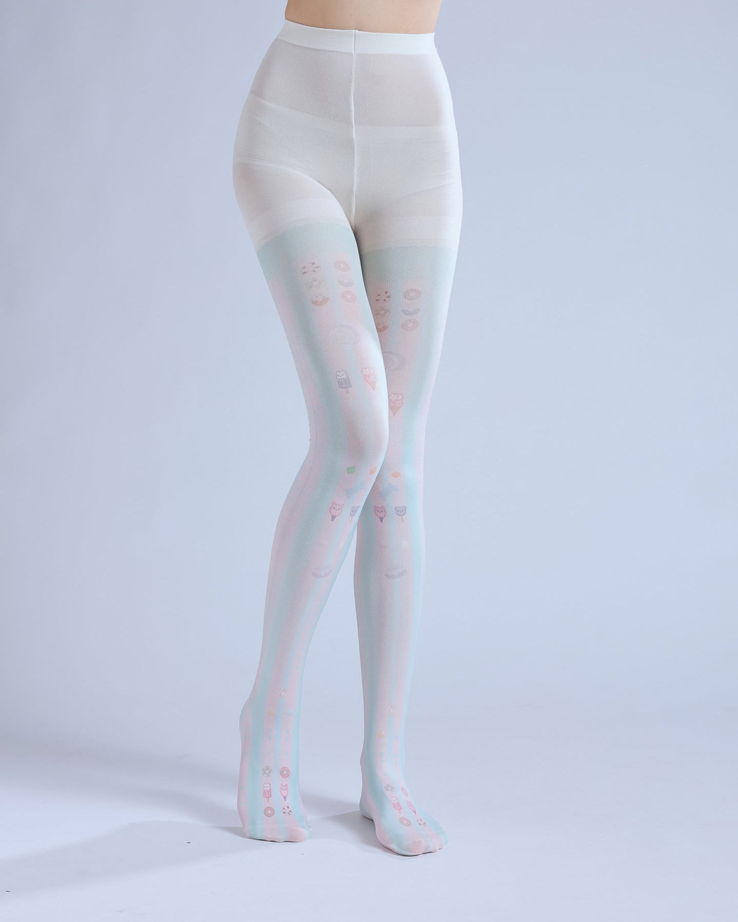 Striped Women Tights Ice Cream Stocking with high elasticity and shaping fit, suitable for events, cosplay, street style, and gifting girls at Christmas