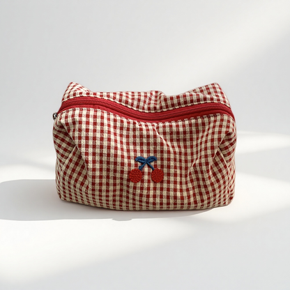 Cherry cosmetics bag in small and large sizes