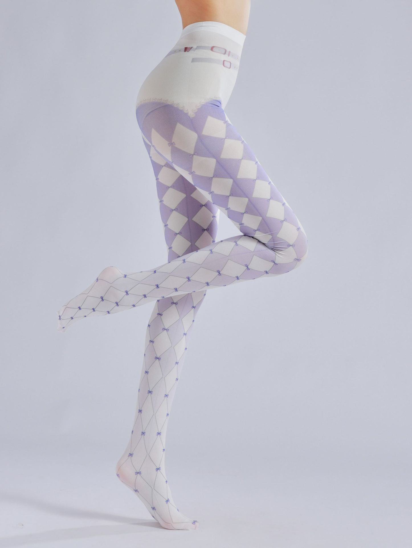 Gradient Purple Plaid Tights-Grainvity