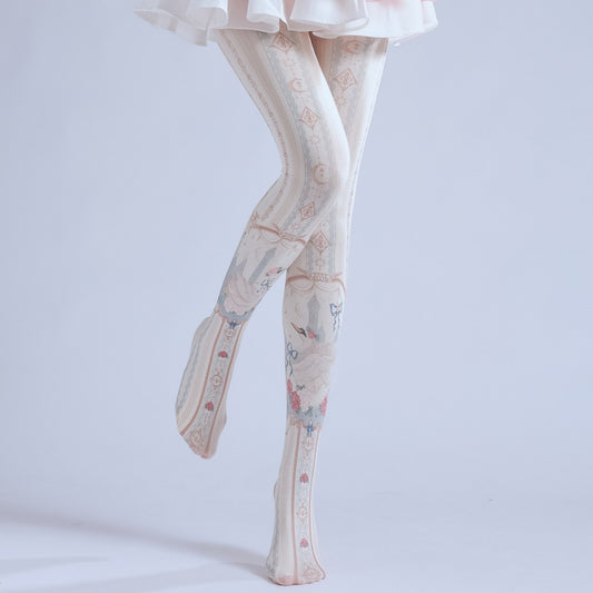 Gorgeous patterned white pantyhose-Grainvity