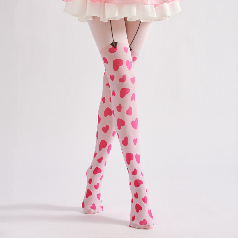 Pink Heart Tights-Grainvity