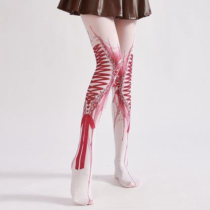 Halloween Gothic Strapped Tights-Grainvity