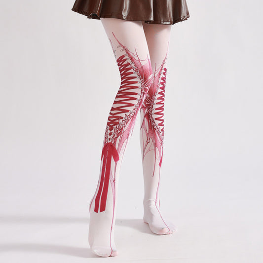 Halloween Gothic Strapped Tights-Grainvity