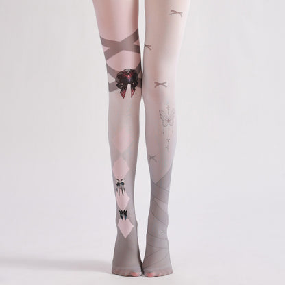Grey Bow Pantyhose-Grainvity