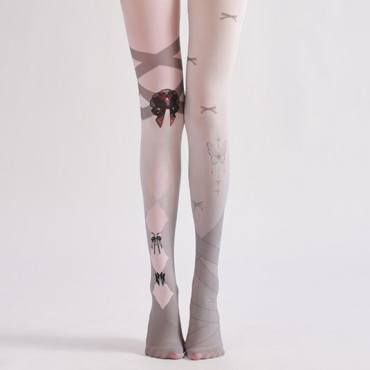 Grey Bow Pantyhose-Grainvity