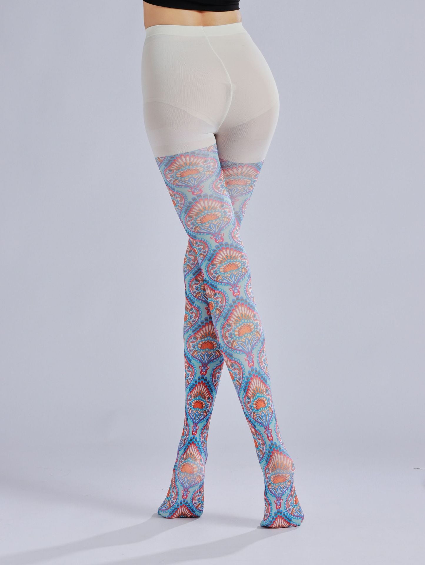 Vintage Colorful Tights Boho with high elasticity and compression,shaping fit and ideal for weddings, parties, ethnic outfits, and street fashion