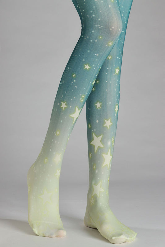 Star Tights Blue Starring Tights with high elasticity and shaping fit, suitable for events, cosplay, street style, and gifting girls at Christmas