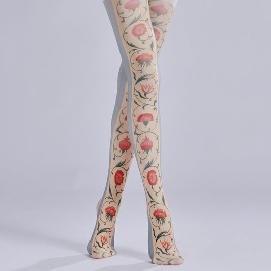Vintage Floral Printed Tights-Grainvity