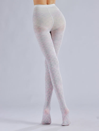 Mermaid Tights Pink Fish Scale Pattern-Grainvity