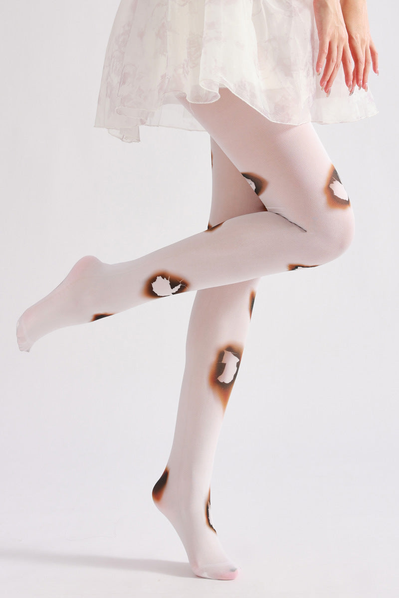 Fire Hole Printed Tights-Grainvity