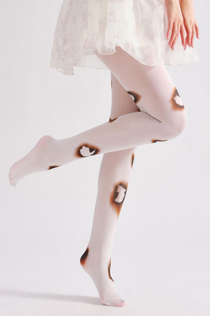 Fire Hole Printed Tights-Grainvity