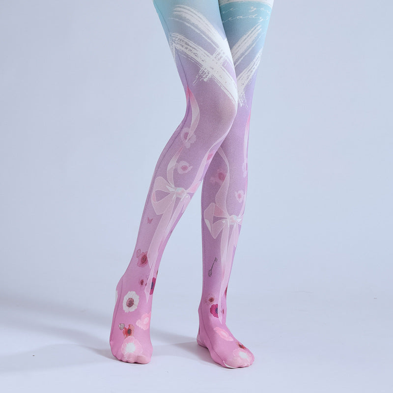 Lolita Bow Tie Tights with high elasticity and shaping fit, suitable for events, cosplay, street style, and gifting girls at Christmas