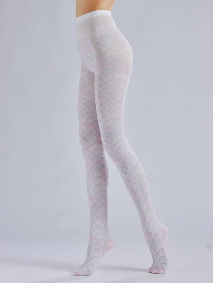 Mermaid Tights Pink Fish Scale Pattern-Grainvity