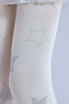 Balletcore White Star Women Tights with high elasticity and shaping fit, suitable for events, cosplay, street style, and gifting girls at Christmas