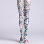 British Plaid Flower Bird Tights with high elasticity and compression,shaping fit and ideal for weddings, parties, ethnic outfits, and street fashion