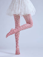 Pink Heart Tights with high elasticity and shaping fit, suitable for events, cosplay, street style, and gifting girls at Christmas