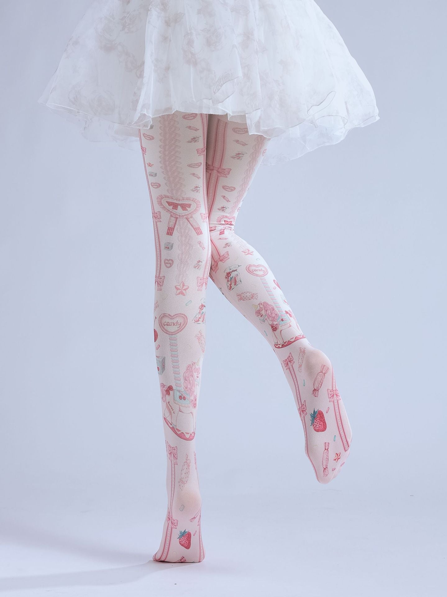 Pink Unicorn Tights Semi Sheer with high elasticity and shaping fit, suitable for events, cosplay, street style, and gifting girls at Christmas