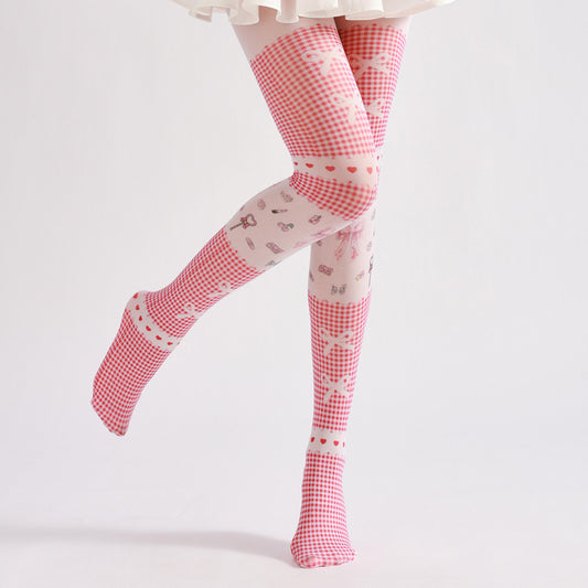 Pink Plaid Tights-Grainvity