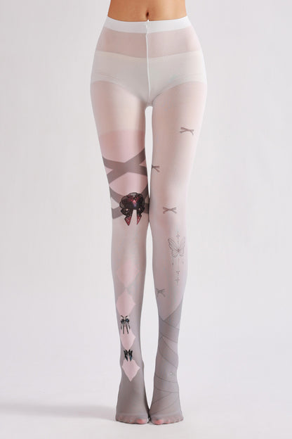 Grey Bow Pantyhose-Grainvity