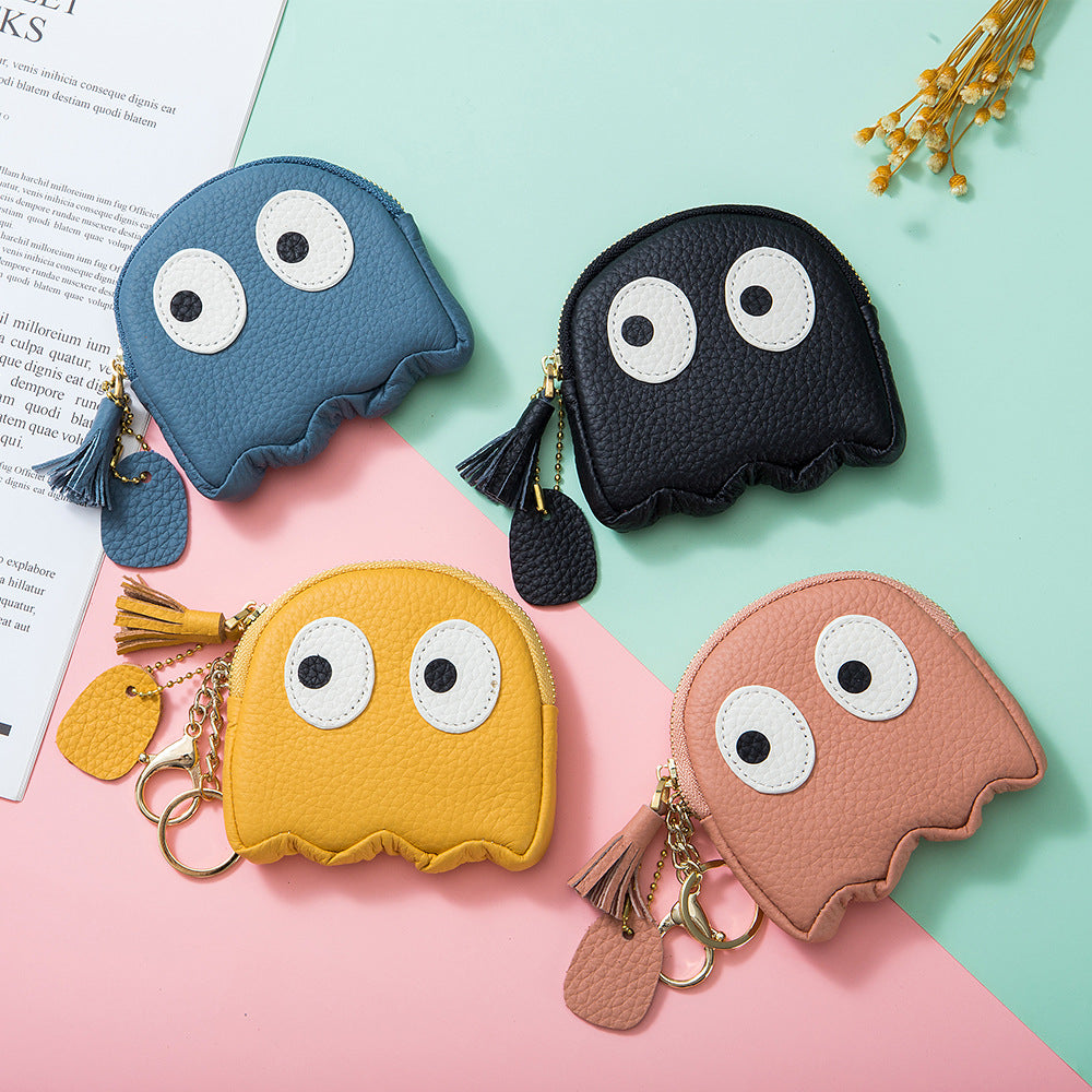 Octopus Leather Coin & Card Bag – Cute Cowhide Mini Purse