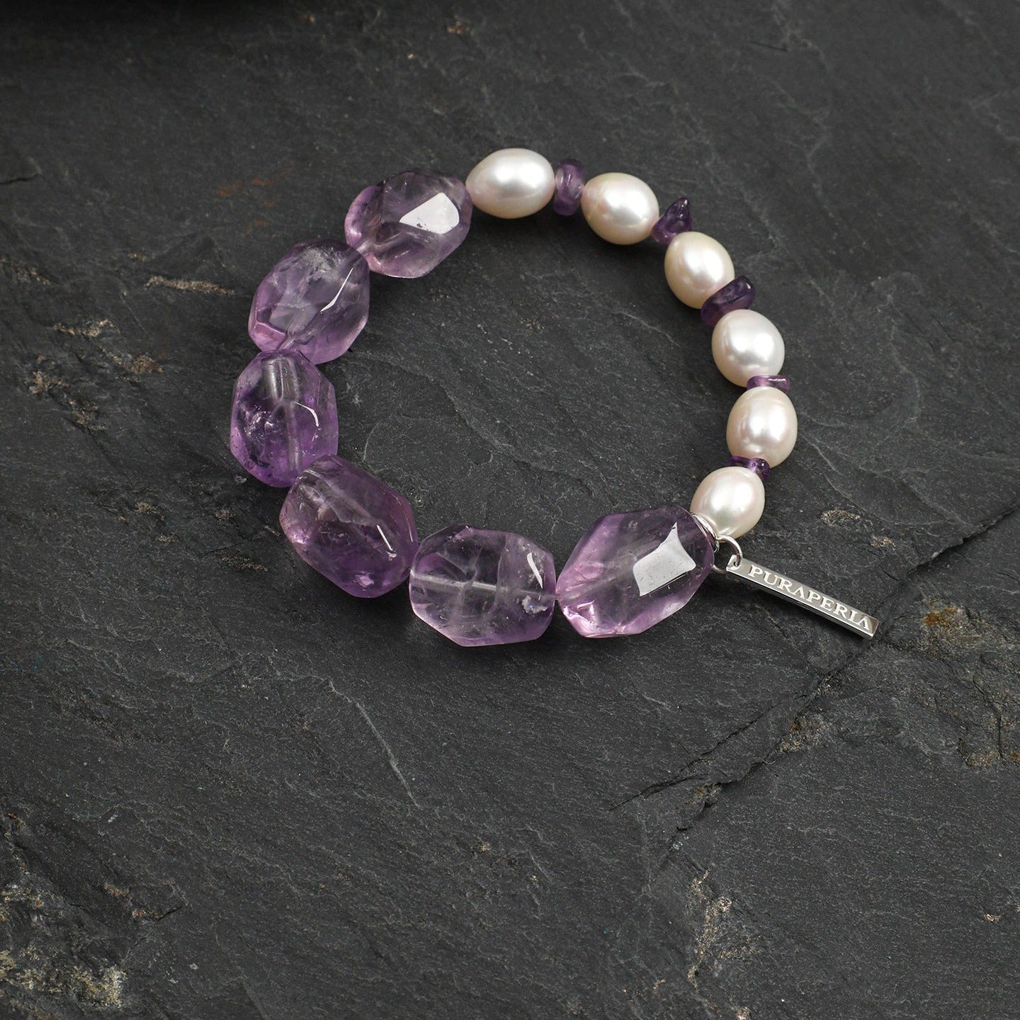 Oval Amethyst Pearl Bracelet