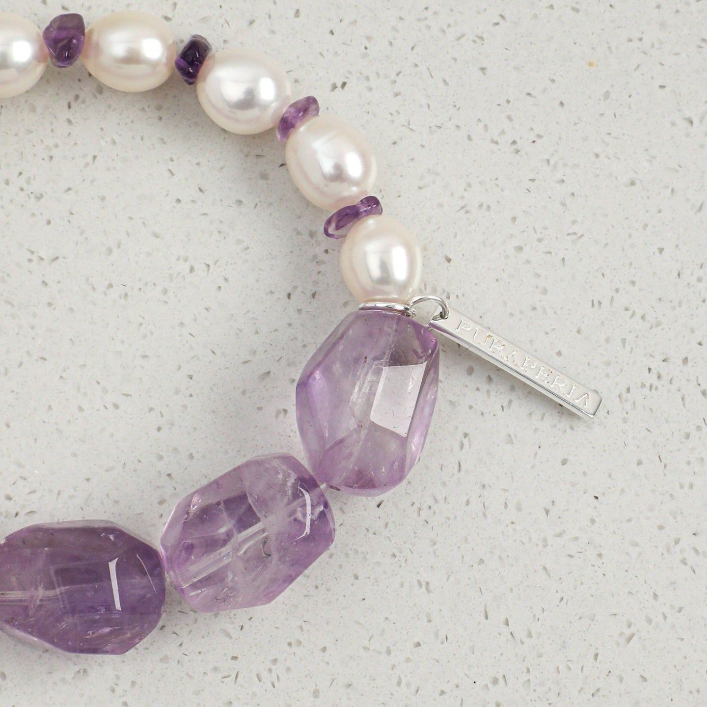 Oval Amethyst Pearl Bracelet