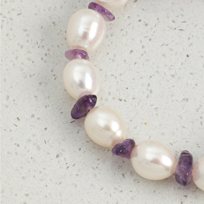 Oval Amethyst Pearl Bracelet