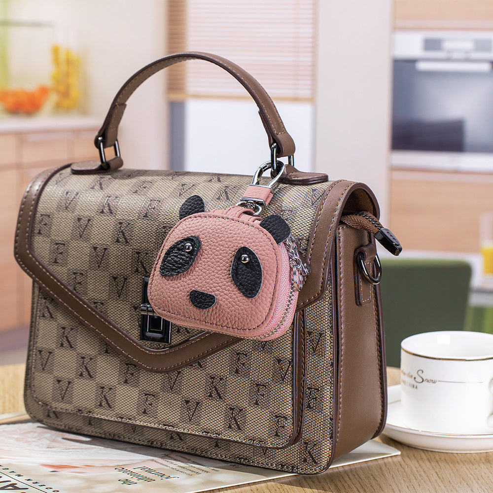 Panda Earphone Case – Cowhide Bluetooth Headset & Key Pouch
