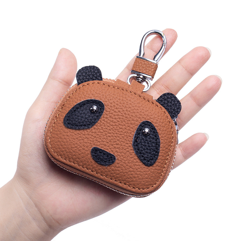 Panda Earphone Case – Cowhide Bluetooth Headset & Key Pouch