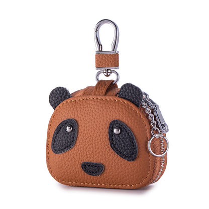 Panda Earphone Case – Cowhide Bluetooth Headset & Key Pouch