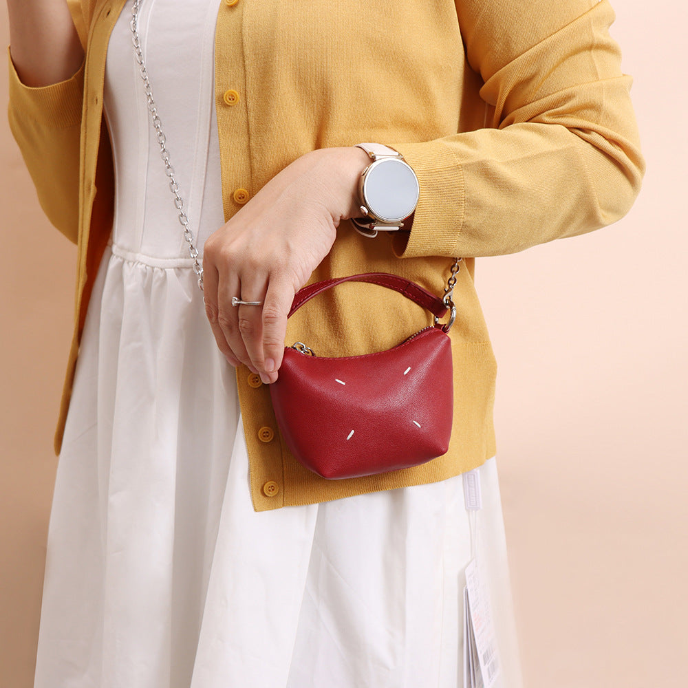 Pea Pod Leather Crossbody Bag – Cute Cowhide Mini Shoulder Bag