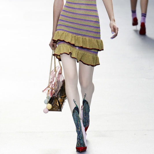 Peacock Print Tights