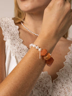 Persian Red Agate Bracelet with Freshwater Pearls