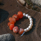 Persian Red Agate Bracelet with Freshwater Pearls