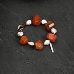 Persian Red Agate Bracelet with Freshwater Pearls