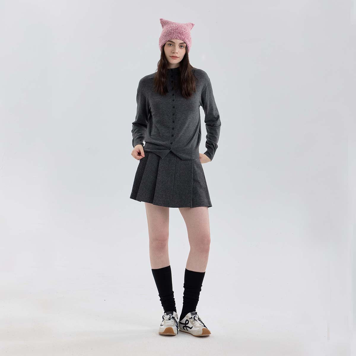 Pink Women Raccoon Hat Cute woolen for warm in winter