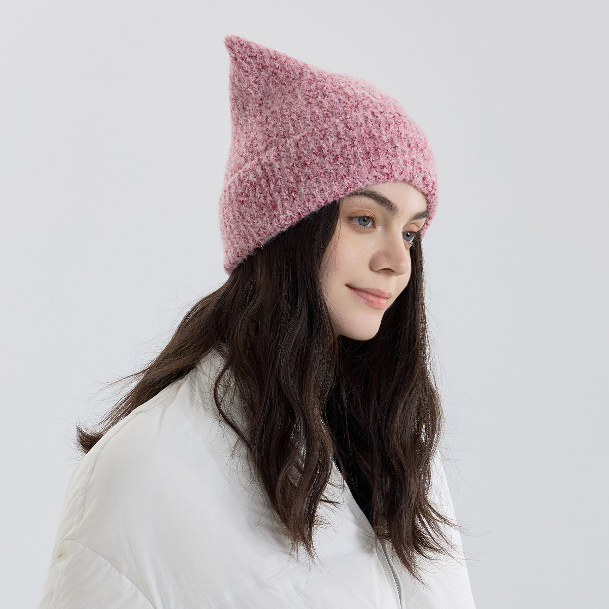 Pink Women Raccoon Hat Cute woolen for warm in winter 03