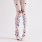 Funky Poker Strap Tights Semi-Sheer with high elasticity and shaping fit, suitable for events, cosplay, street style, and gifting girls at Christmas