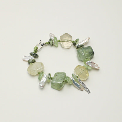 Prehnite Baroque Silver Bracelet