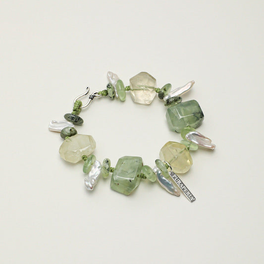 Prehnite Baroque Silver Bracelet