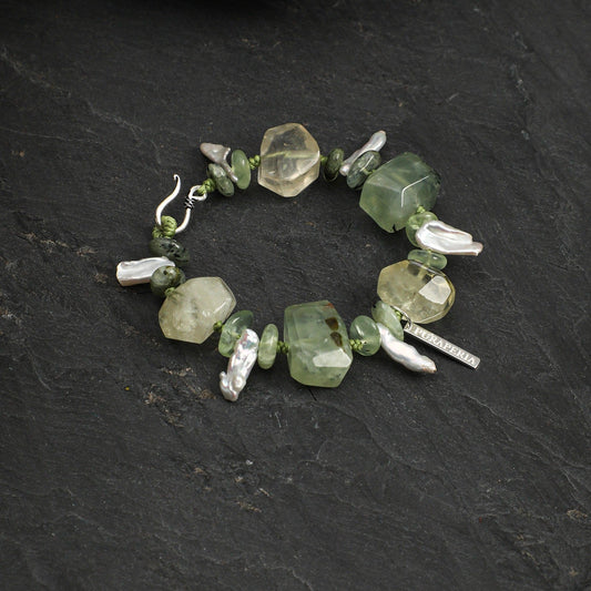 Prehnite Baroque Silver Bracelet